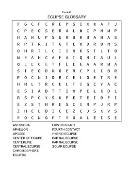 Preview of Solar Eclipse 2024 activities Common Core Word Search and Cryptograms 25 Pages
