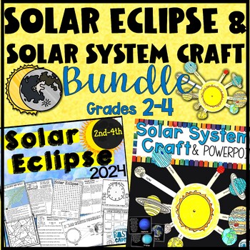 Preview of Solar Eclipse 2024 and Solar System Craft Bundle for 2nd, 3rd, 4th