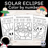 Solar Eclipse 2024 color by number math activities,colorin