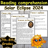 Solar Eclipse 2024 reading Comprehension Passage activitie