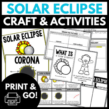 Preview of Solar Eclipse 2024 Craft with Nonfiction Reading Activities & Graphic Organizers