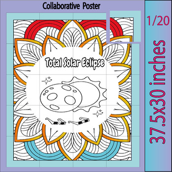 Preview of Solar Eclipse Activities Collaborative Coloring Poster | Solar Eclipse Bulletin