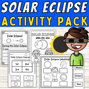 Preview of Solar Eclipse Activities Packet 2024 April Science Literacy Writing Worksheets