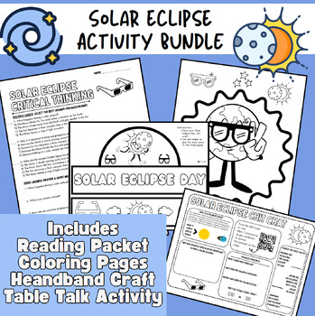 Preview of Solar Eclipse 2024 Activity BUNDLE | Close Reading Packet | Solar Eclipse Crafts