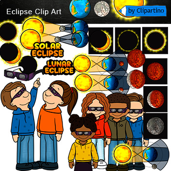 Preview of Solar Lunar Eclipse Clip Art Commercial use/ Astronomy clipart