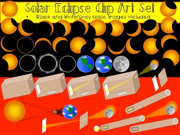 Preview of Solar Eclipse Clip Art - Solar Eclipse Phases, Diagrams, and Pinhole Viewers
