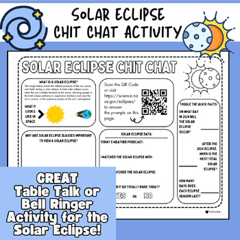 Preview of Solar Eclipse Chit Chat | Solar Eclipse Bellringer |Solar Eclipse Activity