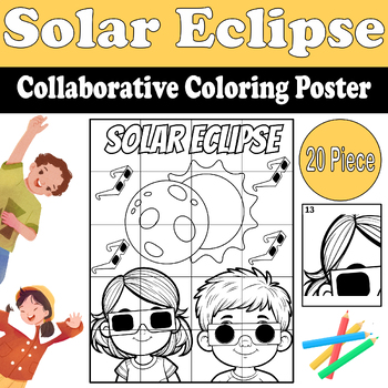 Preview of Solar Eclipse Collaborative Coloring Poster | Solar Eclipse 2024 Activities