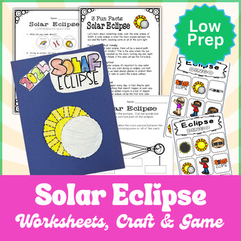 Preview of Solar Eclipse Craft, Worksheets & Game | Special Ed | Speech Therapy | Low Prep