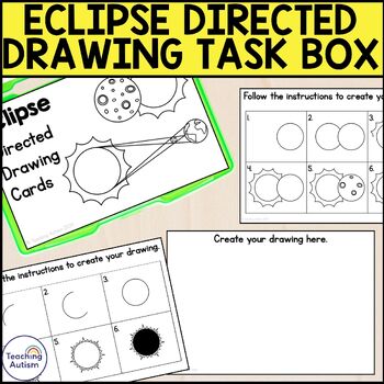 Preview of Solar Eclipse Directed Drawing Task Box | Task Box for Special Education