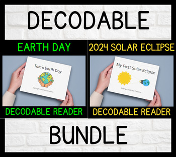 Preview of Solar Eclipse & Earth Day Printable Decodable Books for Kindergarten and First