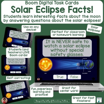 Preview of Solar Eclipse Fun Facts - Boom Learning Cards About How a Solar Eclipse Works