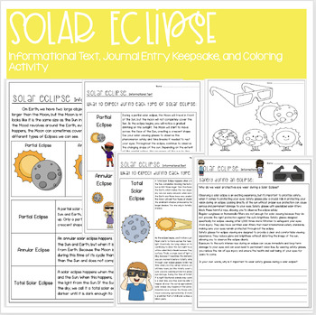 Preview of Solar Eclipse Informational Text and Activities