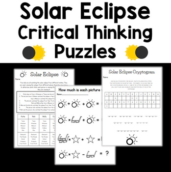 Preview of Solar Eclipse Logic Puzzles | Solar Eclipse Activities | Gifted and Talented