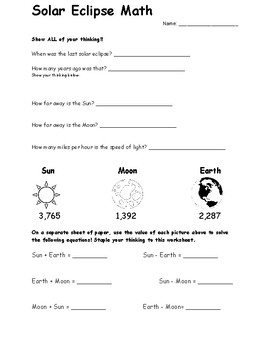 Preview of Solar Eclipse Math and Jokes