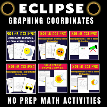 Preview of Solar Eclipse Mega Bundle: Plot Coordinates 4 Quadrants & Color by Number + Gift