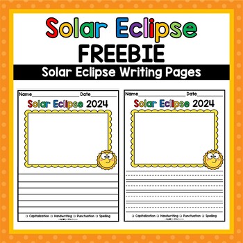 Preview of Solar Eclipse 2024 Freebie Narrative Writing Prompt First Grade Second Grade