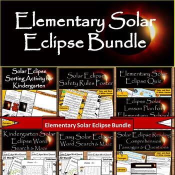 Preview of Solar Eclipse Pack:April 8th, 2024 Elementary Bundle with Lesson Plan,Activities