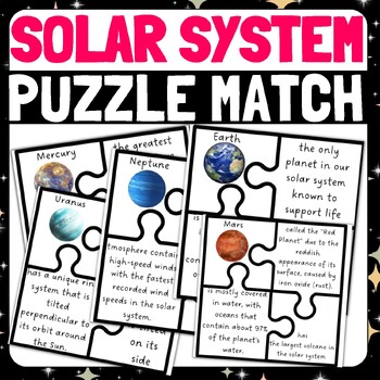 Preview of Solar Eclipse, Planets of our Solar System Facts, Puzzle Matching Game Activitiy