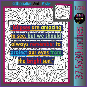 Preview of Solar Eclipse Quote Collaborative Coloring Poster Art Bulletin Board Activities