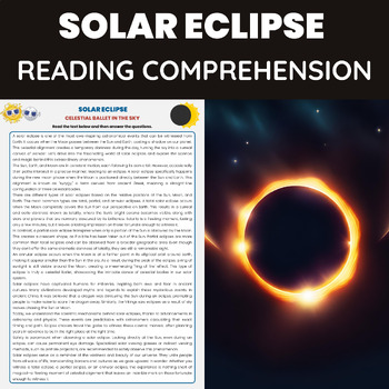 Preview of Solar Eclipse Reading Comprehension Passage