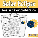 Solar Eclipse Reading Comprehension for 4th/6th | Solar Ec