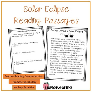 Preview of Solar Eclipse Reading Passages Packet