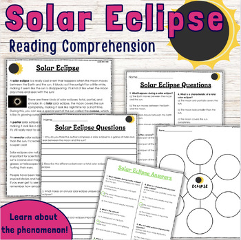 Preview of Solar Eclipse Reading & Questions | Centers | Science | Informational 2nd-5th