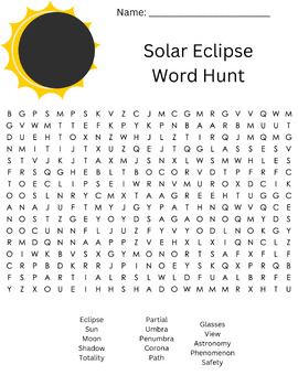 Preview of Advanced Solar Eclipse Word Hunt
