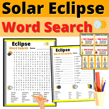 Preview of Solar Eclipse Word Search Puzzles Activity with Bonus Awards