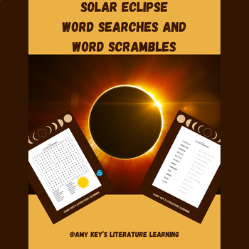 Preview of Solar Eclipse Word Searches and Scrambles Puzzles Middle and High School 6-12