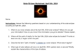 Solar Eclipse Worksheet: April 8th, 2024. High School. Goo