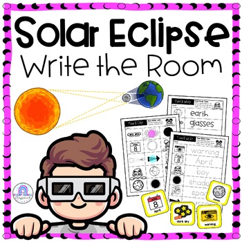 Preview of Solar Eclipse Write The Room | Solar Eclipse 2024 {15 Word Cards}