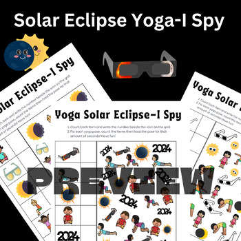 Preview of Solar Eclipse Yoga I Spy. movement breaks, self regulation, OT, PT, PE