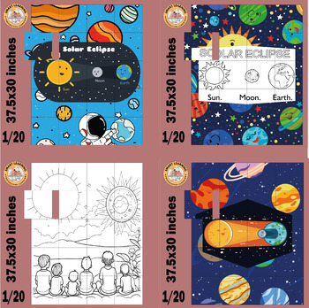 Preview of Solar Eclipse coloring pages Activity Collaborative Poster Board Craft Bundle