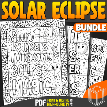Preview of Solar Eclipses 2024 Bundle: Collaborative Poster Mandala Coloring Craft, Project