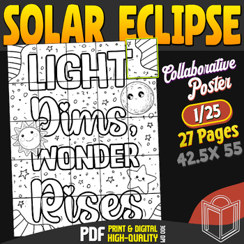 Preview of Solar Eclipses 2024: Collaborative Poster Mandala Coloring Craft, Bulletin Board
