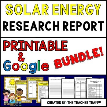 Preview of Solar Energy Report Printable and Google Slides Bundle