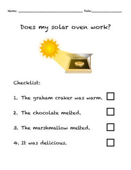 Preview of Solar Oven Checklist