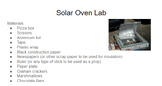 Solar Oven Lab