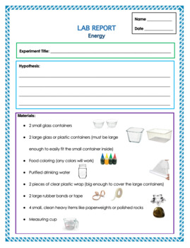 Solar Power Experiment-Lab Report Template by Hands On Hearts Full