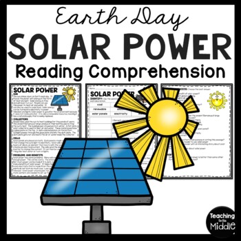 Preview of Solar Power Informational Text Reading Comprehension Worksheet Earth Day
