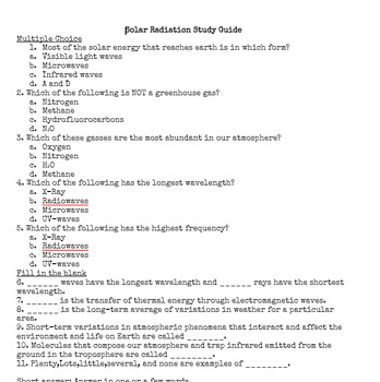 Preview of Solar Radiation/Greenhouse Effect Worksheet