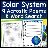 Solar System Writing Activity | 9 Acrostic Poems | FREE So
