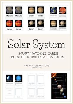 Solar System 3-Part Set (Matching Cards, Booklet Activities, Fun Facts)