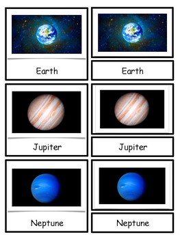 Preview of Solar System Montessori 3-part cards--Planets of the Solar System--Safariology