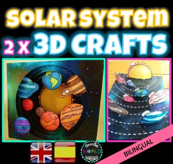 Preview of Solar System 3D Crafts Universo Sistema Solar 3D manualidad español bilingual