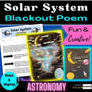 Preview of Solar System Activity Blackout Poem Astronomy Project STEM Creative Fun!