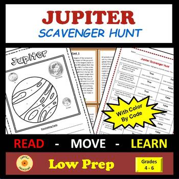 Preview of Solar System Activity Jupiter Scavenger Hunt with Color By Code and Easel Option