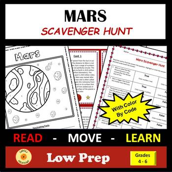 Preview of Solar System Activity Mars Scavenger Hunt with Color By Code and Easel Versions